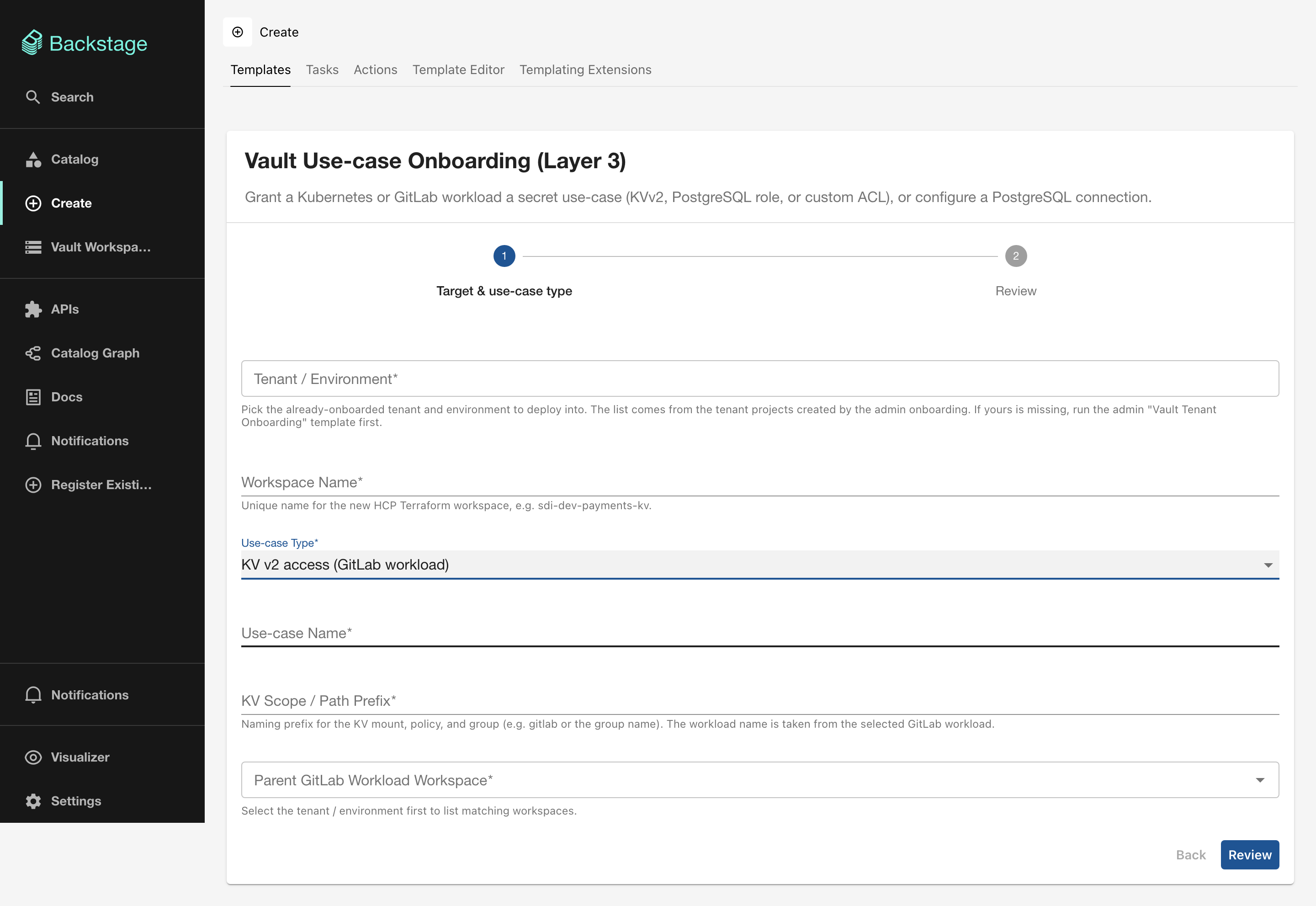 Use-case form for KVv2 GitLab
