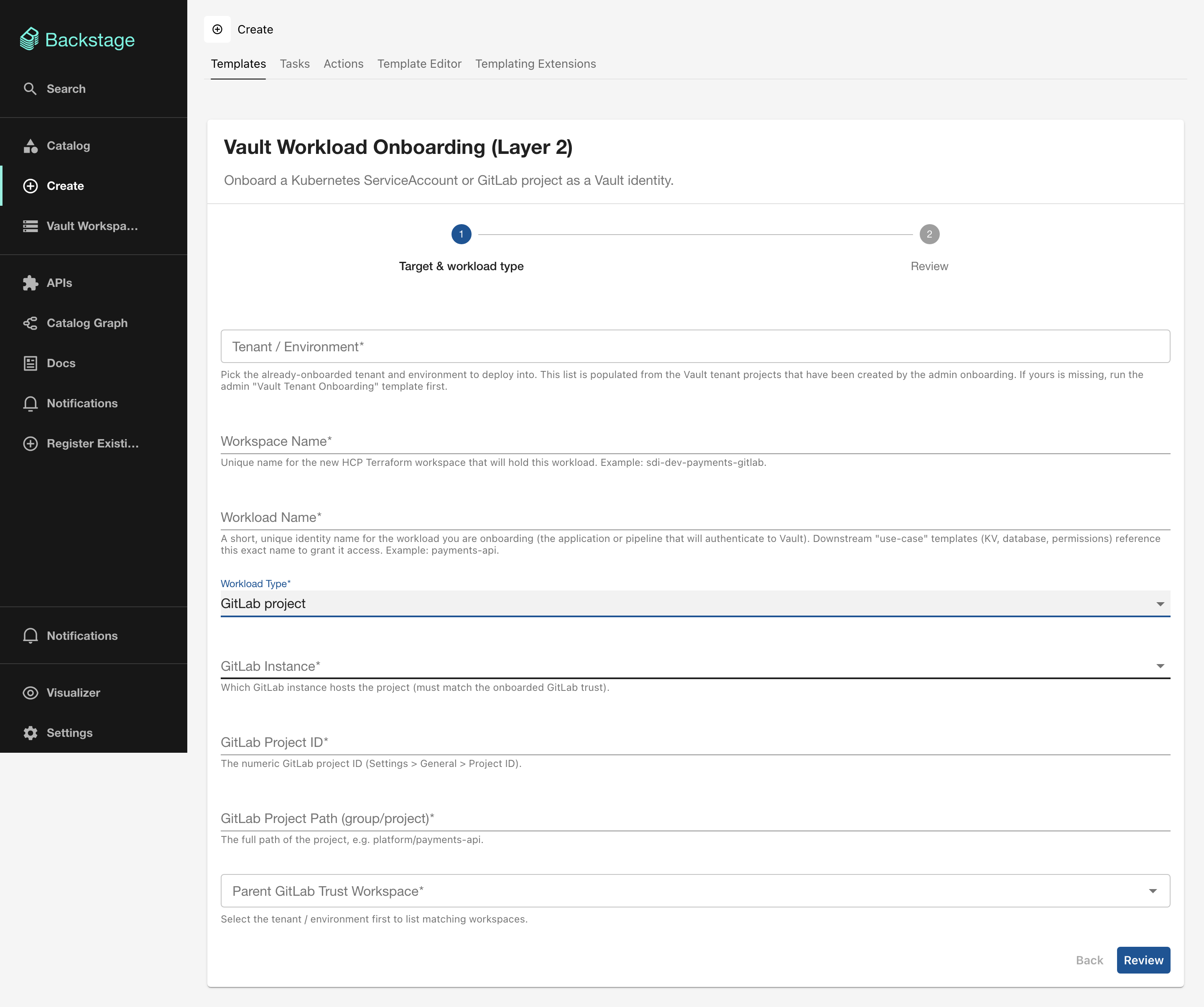 Workload onboarding form for GitLab